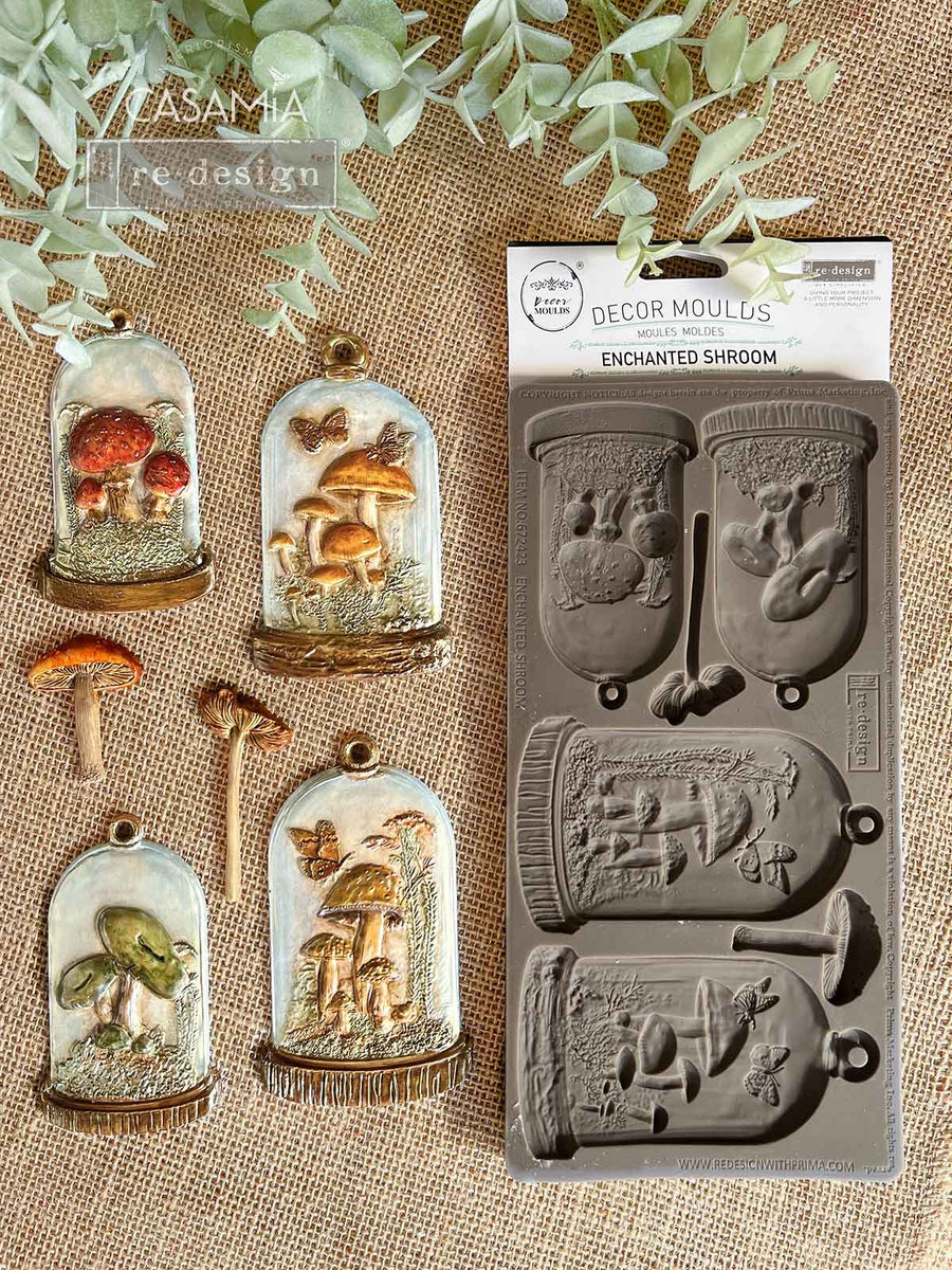 Resin cast from Enchanted Shroom mould – fairy‑tale mushroom cloches ideal for furniture accents, ornaments, or baking décor.