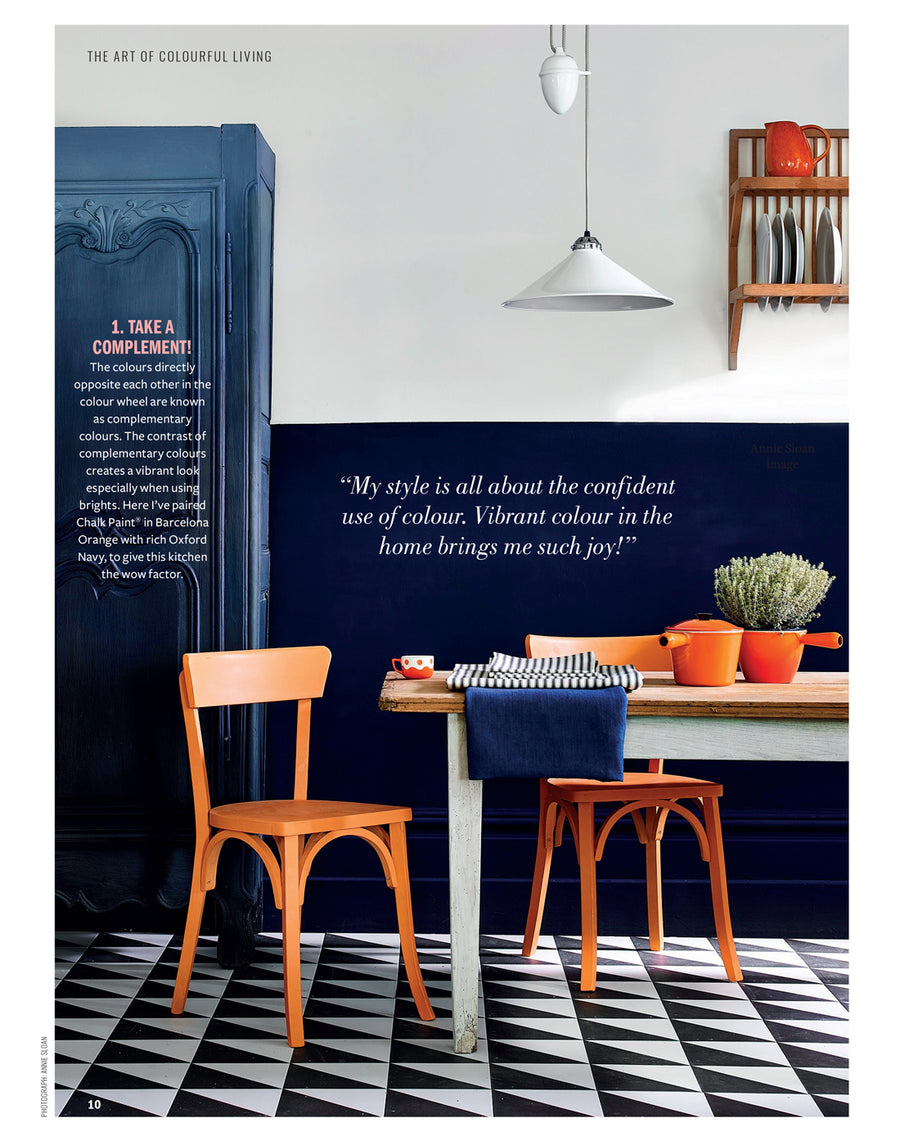 The Colourist is a unique Bookazine (editorial like a magazine, no adverts like a book) dedicated to sharing Annie Sloan’s passion for colour. It is a collectable, bi-annual publication featuring 132 carefully curated pages bound in a covetable cover.