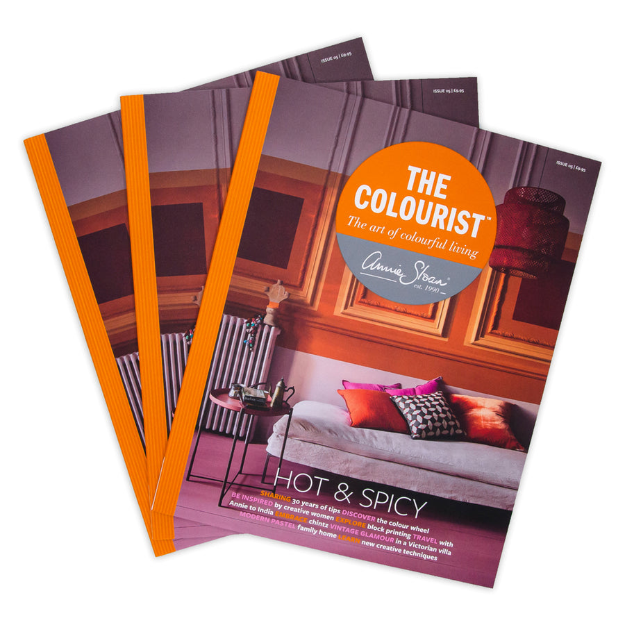 The Colourist is a unique Bookazine (editorial like a magazine, no adverts like a book) dedicated to sharing Annie Sloan’s passion for colour. It is a collectable, bi-annual publication featuring 132 carefully curated pages bound in a covetable cover.