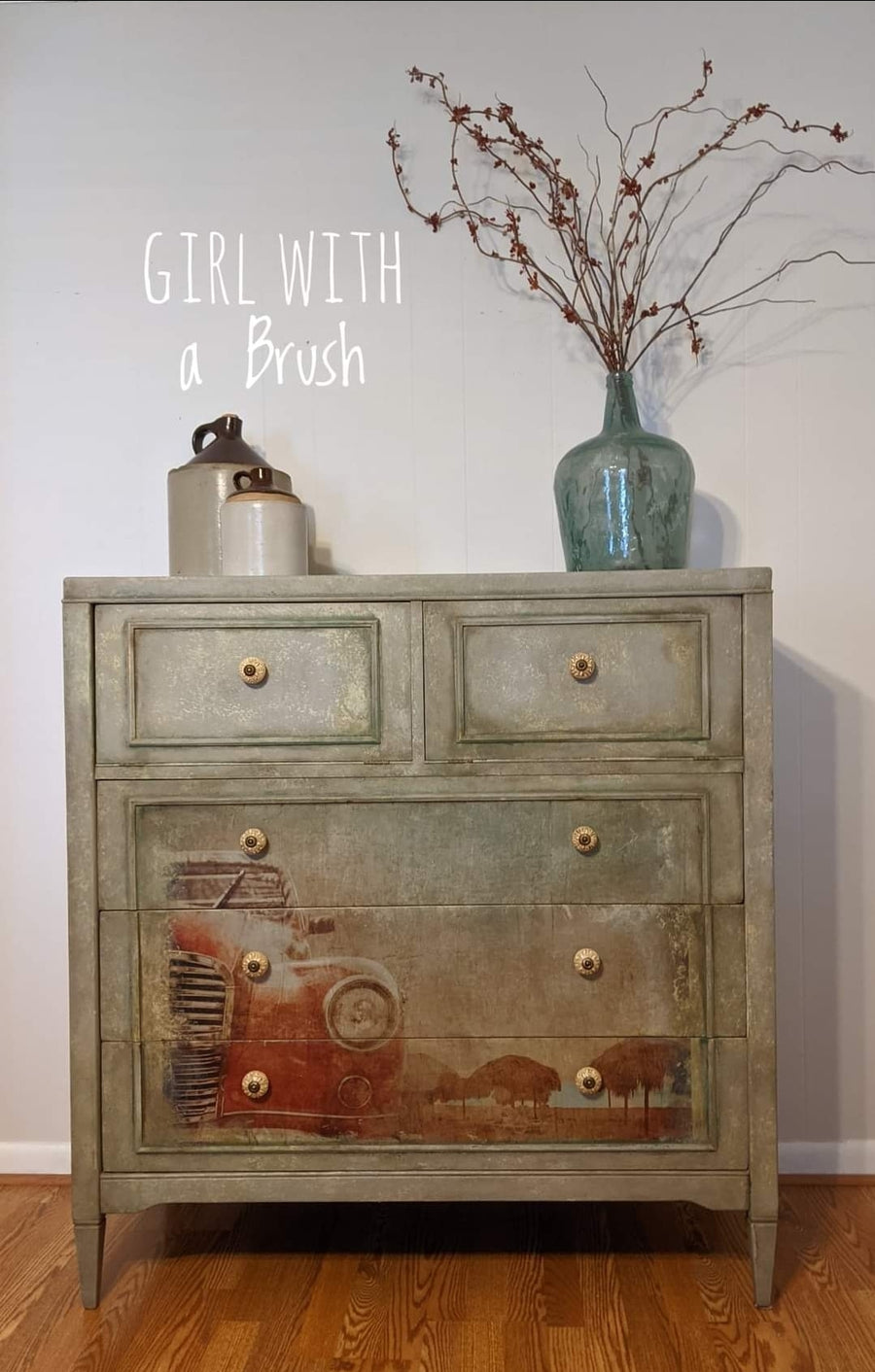 Vintage Red Car decoupage paper