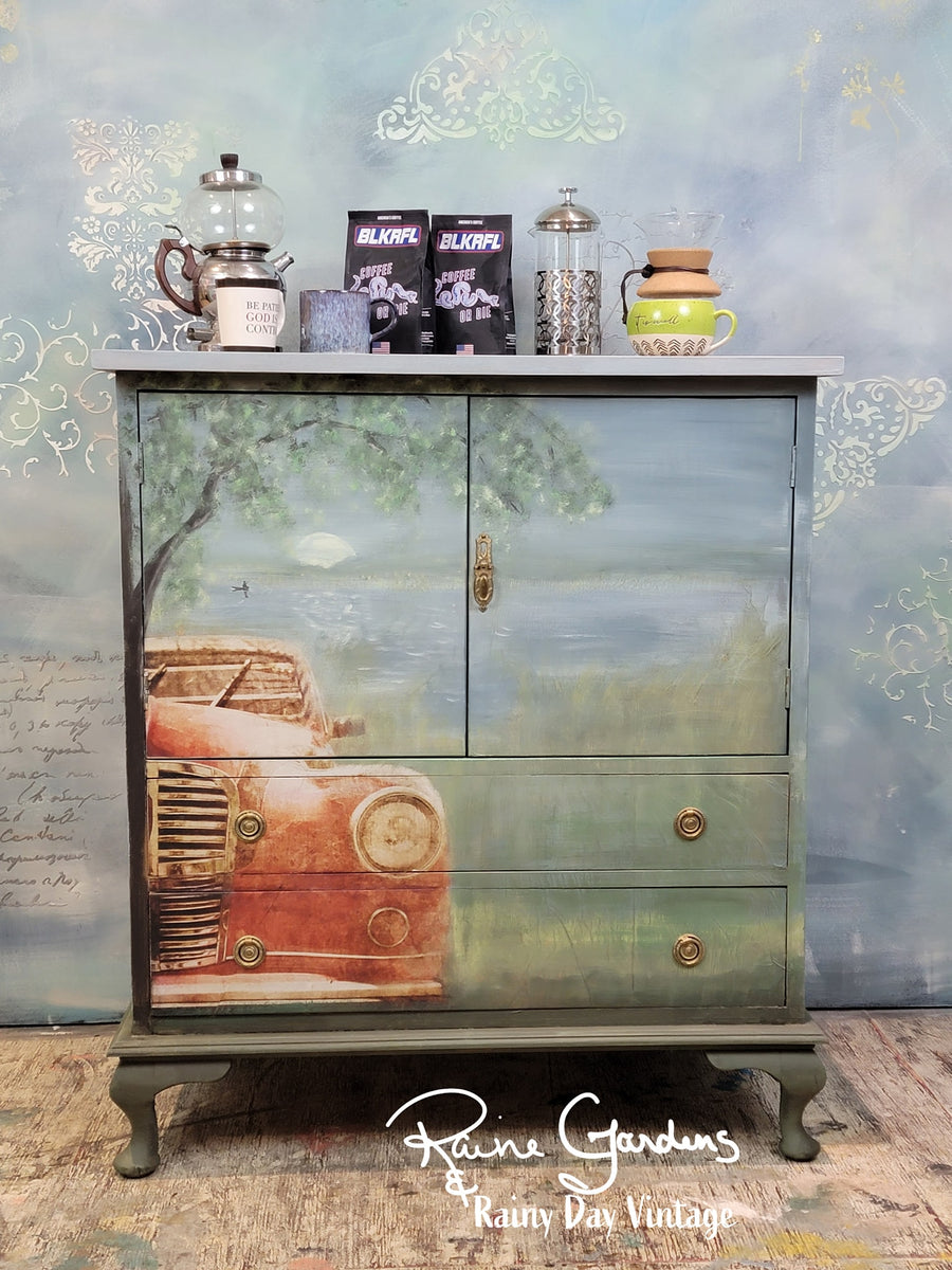 Vintage Red Car decoupage paper