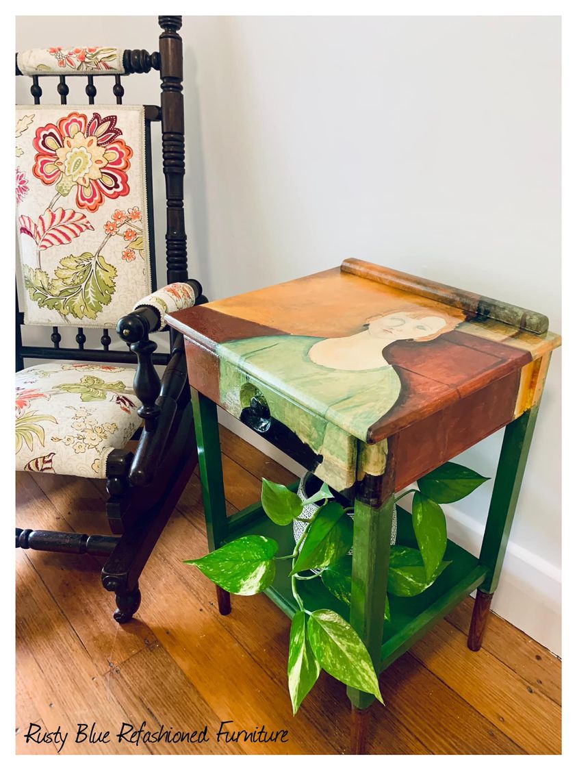 Woman in a Green Top decoupage paper